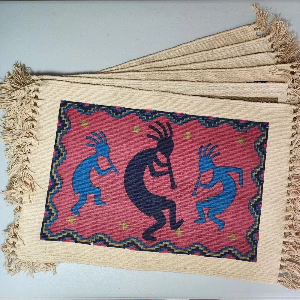 Southwestern 6 KOKOPELLI Cotton Woven Placemats EL PASO SADDLE BLANKET CO